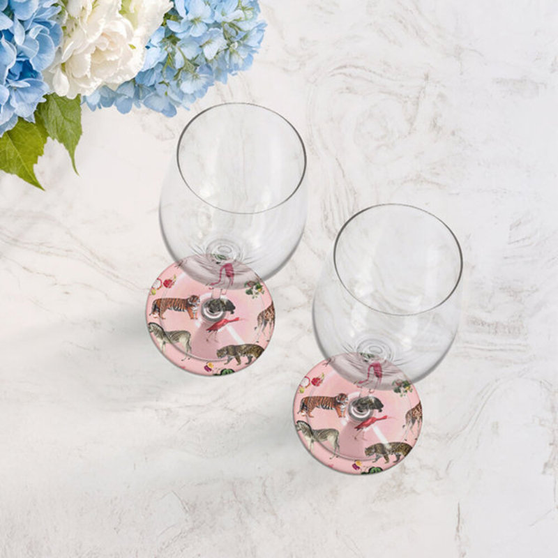 Sous-verres ronds en cuir Exotix Flamingo Vegan, Flamant