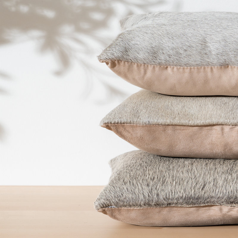 Brindle Cowhide Patchwork Pillow Single, Gray