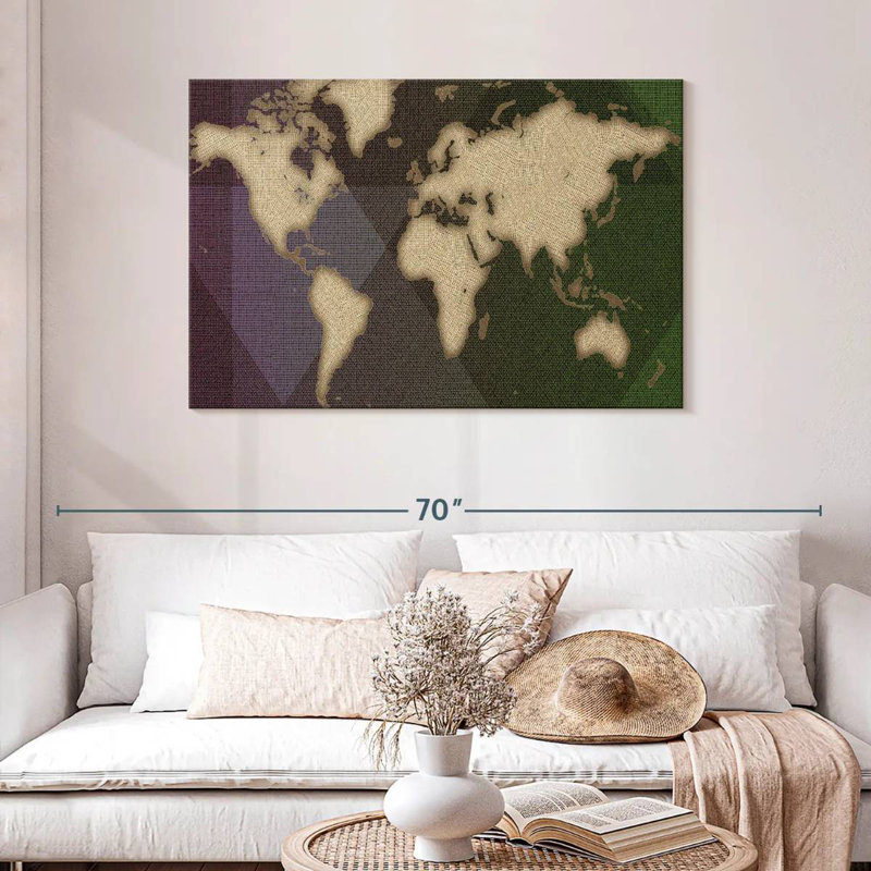 Carte du monde de la flanelle d'Aliaz, H 30 po x l 45 po