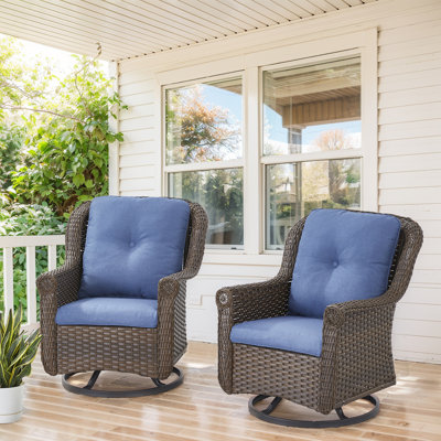 Mindee Outdoor Swivel Chairs With Cushions(Set Of 2) by Red Barrel Studio