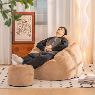 Fauteuil à billes géant, canapé à billes surdimensionné pour adultes et enfants, grand fauteuil à billes en fausse fourrure avec bourre, grand fauteuil d'appoint rembourré pour jouer, lire