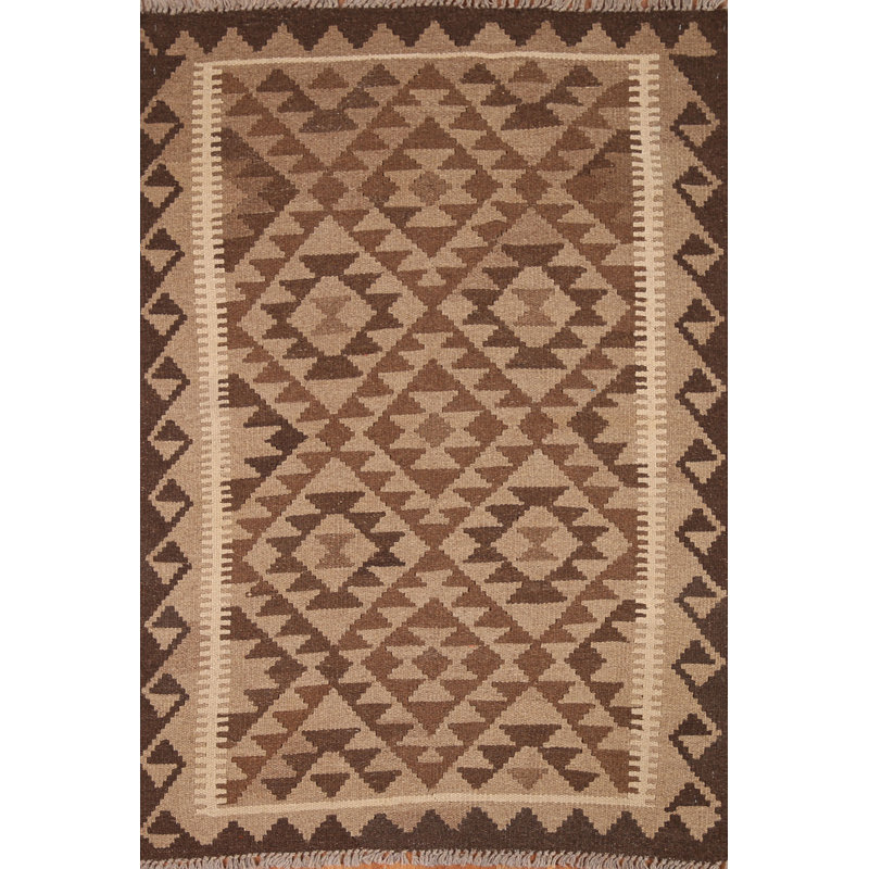 Tapis oriental géométrique en laine Kilim 3 x 5