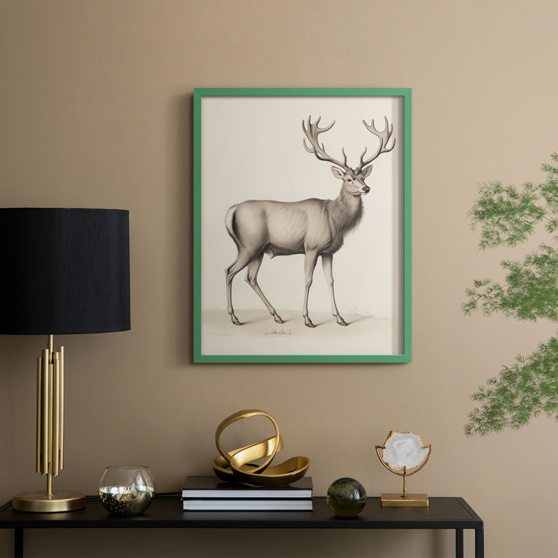 «Vintage Animal Print III», reproduction encadrée - bois massif, H 15 po x l 12 po, Vert