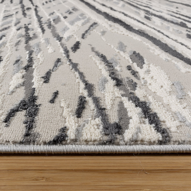 Baku Stormi Modern Abstract Grey Soft Polypropylene/Polyester Area Rug, Rectangle 8'8" x 13'1"