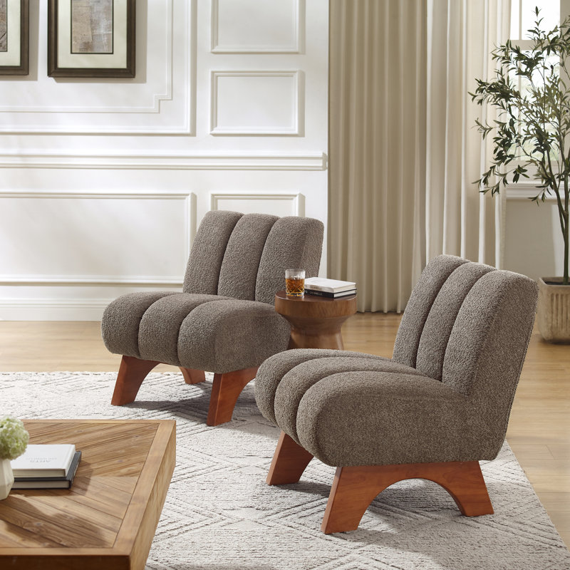 Brinlei 64cm Wide Tufted Lounge Chair, Flax Grey