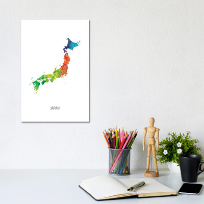 Japan Map by Michael Tompsett - Wrapped Canvas Print