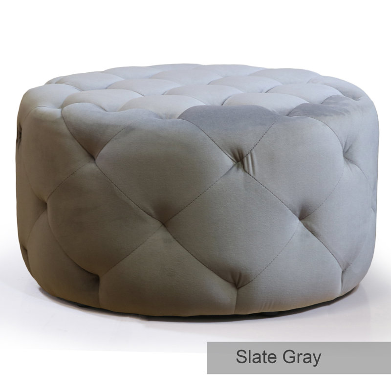 Repose-pieds standard capitonné en velours de 24 po de large Horncastle, Gris ardoise