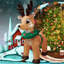 Décoration de jardin gonflable de Noël avec renne gonflable de 4 pieds