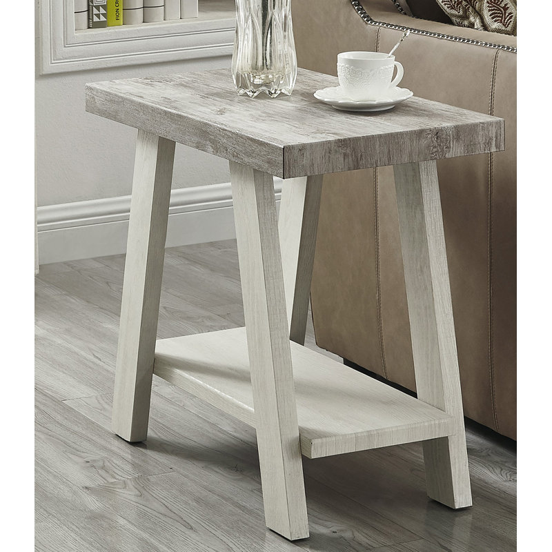 Table de bout Athens, Blanc, H 22 po x l 14 po x P 23,5 po, Gris