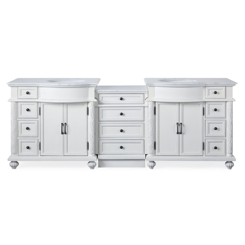 Ensemble de meuble-lavabo double 90 po Arrio, Blanc