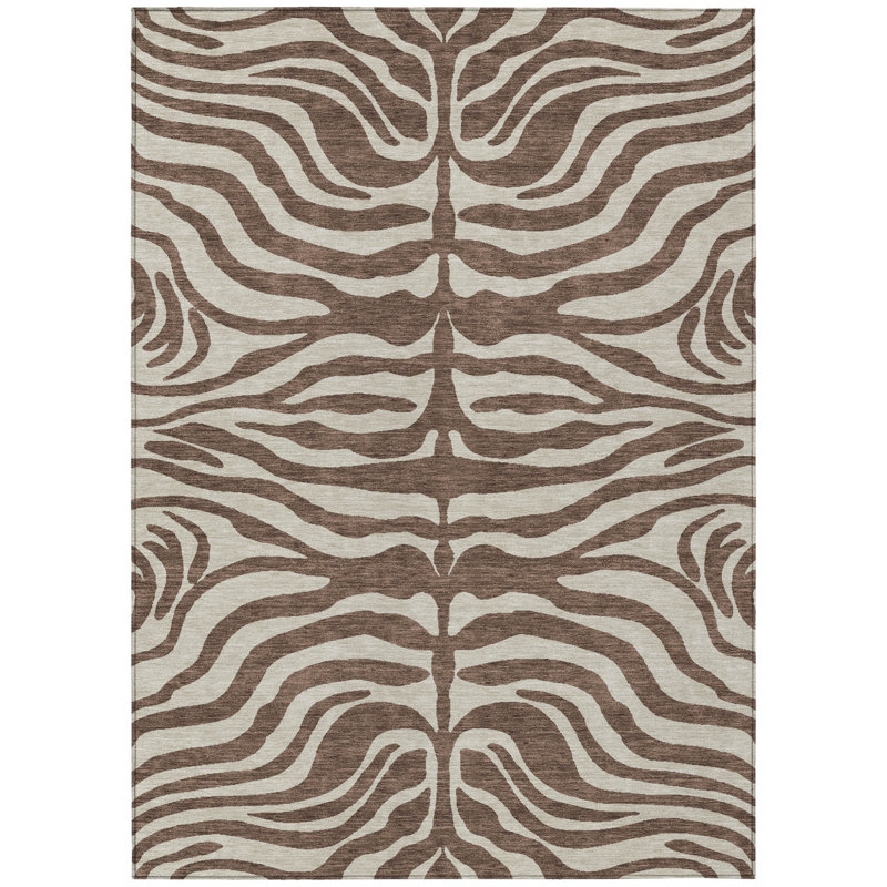 Tapis d'intérieur lavable à motif animal 5 pi x 8 pi brun