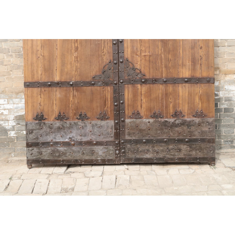 Vintage Chinese Stained Wood Bi-Fold Patio Doors