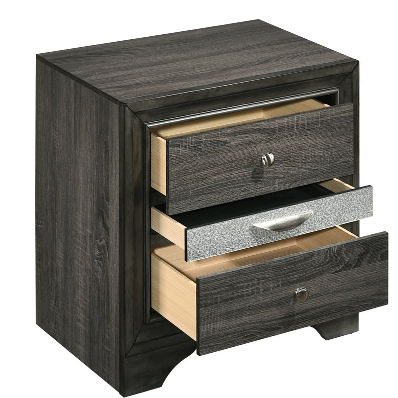 Table de chevet à 3 tiroirs, table de chevet avec deux tiroirs et un tiroir à bijoux