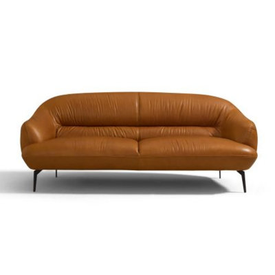 Causeuse en cuir véritable à accoudoirs encastrés 66 po Catera