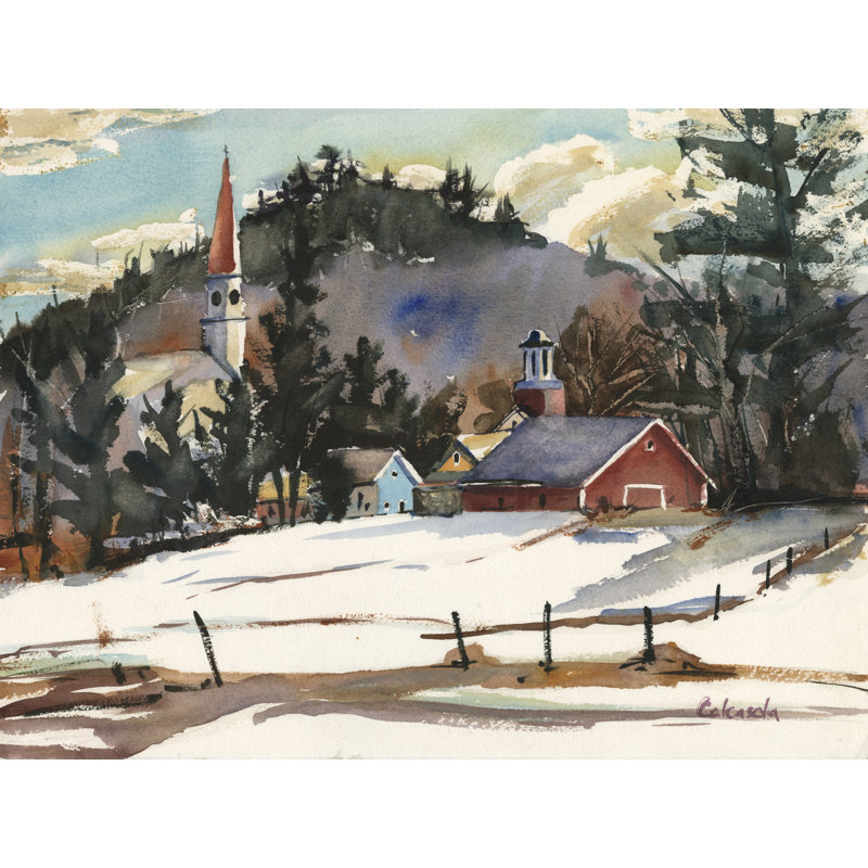 Tayva Cumington Mass Winter by Stephen Calcasola - Wrapped Canvas Print, 30 cm H x 46 cm W