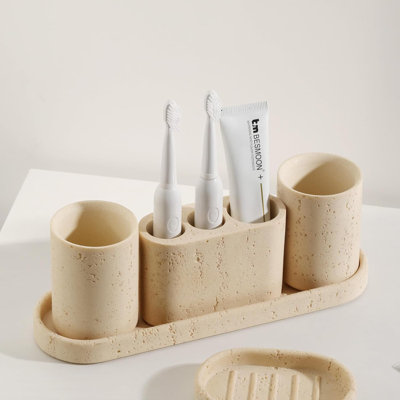 Ensemble de 4 porte-brosses à dents inclus 3 supports de brosse à dents électrique et support de dentifrice