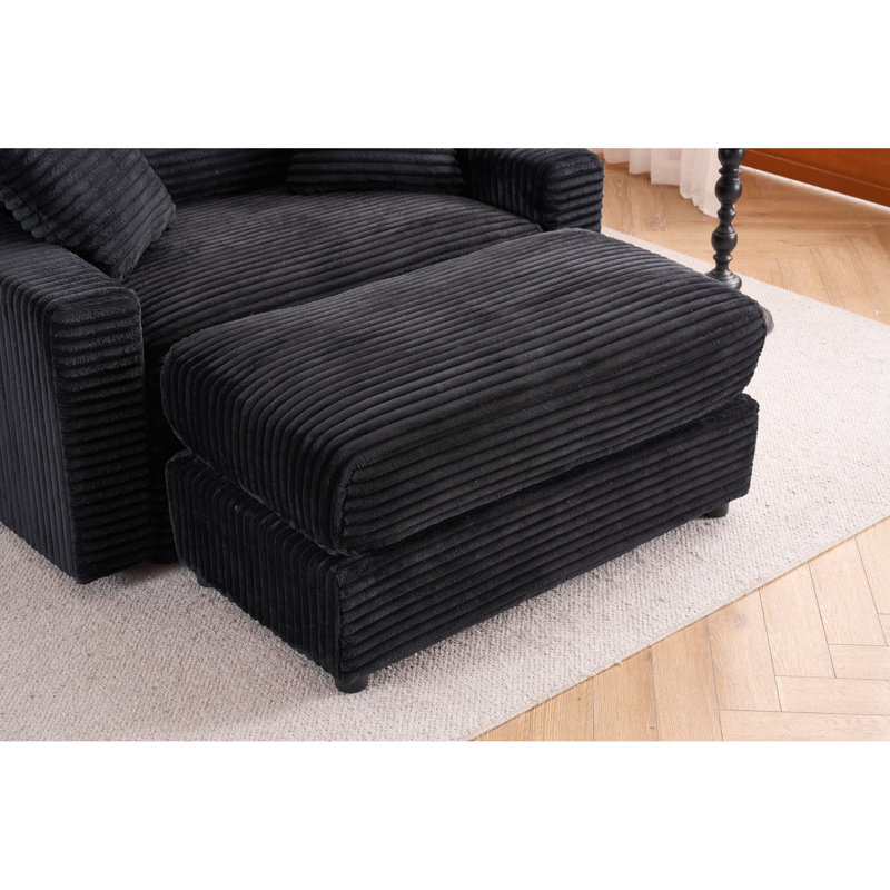 Fauteuil moelleux en velours côtelé avec siège amovible