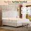 Jamileth King Upholstered Sleigh Bed with Tall Button-Tufted Headboard and Nailhead Trim, Cream-1098163230-1098163216
