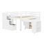 Lit mezzanine en bois avec bureau d'écriture rétractable et 3 tiroirs, avec escalier de rangement et tablettes-2113543308
