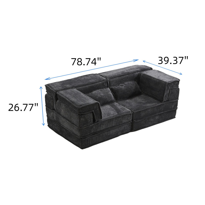 Canapé modulaire convertible sans os, Gris foncé