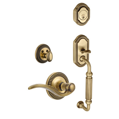 Newport Handleset with Single Cylinder Deadbolt and Door and Rosette