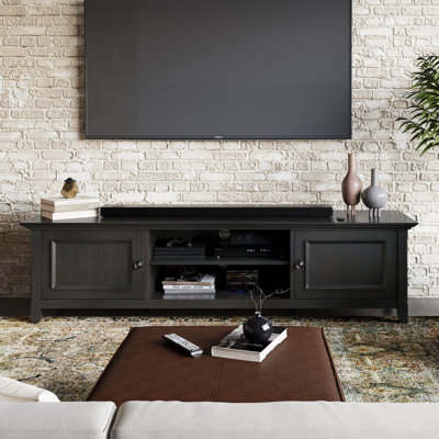 Amherst 72"W Solid Wood Transitional Low Profile TV Stand for TVs up to 80" with 2 Cabinets and Adjustable Shelves by Simpli Home