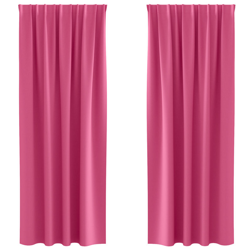 Curtains With Curtains 2 Pcs Polyester, 140cm Width x 225cm Drop, Bright Pink
