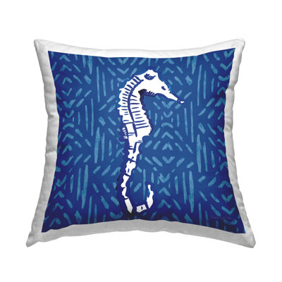 Coussin décoratif blanc à motif de losanges bleu aquatique imprimé par Mercedes Lopez Charro