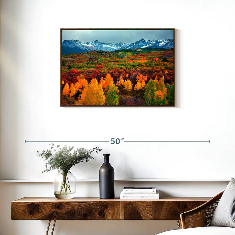 Paysage d'automne au Colorado, Cadre flottant noyer, 31 po x 21 po
