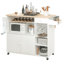 Chariot pour îlot de cuisine roulant avec abattant, solution de rangement avec support à vin, chariot de rangement pour la cuisine, brun rétro-237702657