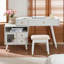 Bureau de coiffeuse 3-en-1 avec miroir basculant éclairé et armoire réglable