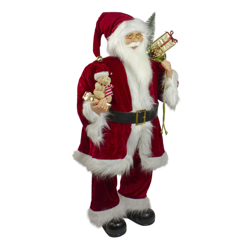 Figurine de père Noël avec sac-cadeau, H 36 po x l 18,5 po x P 10 po