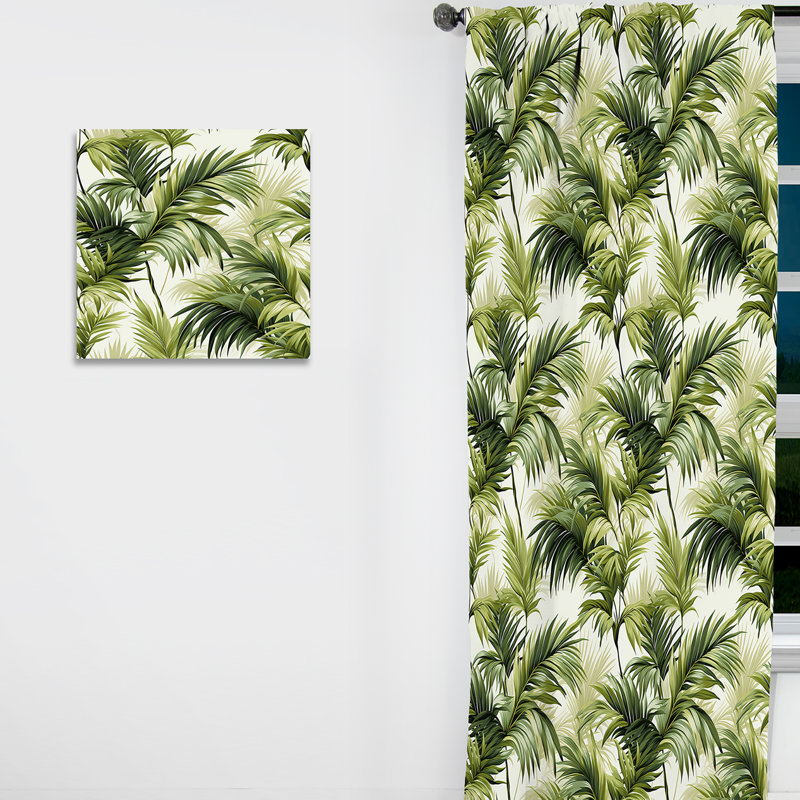 Vintage Palms Ii Tropical Pattern I - Tropical Curtain - Velvet Room Darkening - 1 panel, 52" W x 84" L