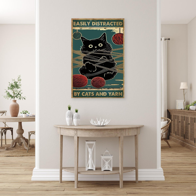 «Easily Distract» par Cats And Yarn, impression sur toile, H 36 po x l 24 po x P 1,25 po