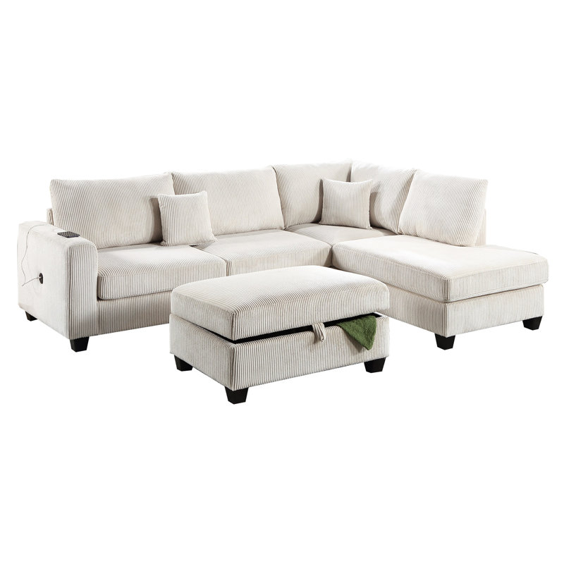 Canapé modulaire en velours côtelé de couleur, chaise longue, siège à coussin, pieds en bois, canapé décoratif en velours côtelé 3 pièces