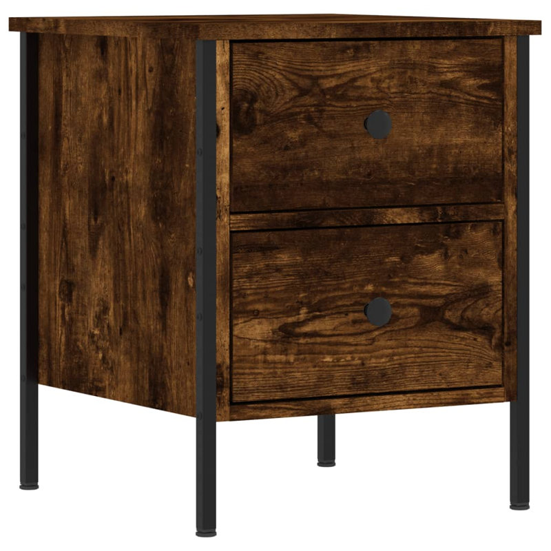 Alius Iron Bedside Table, Smoked Oak, Set of 2
