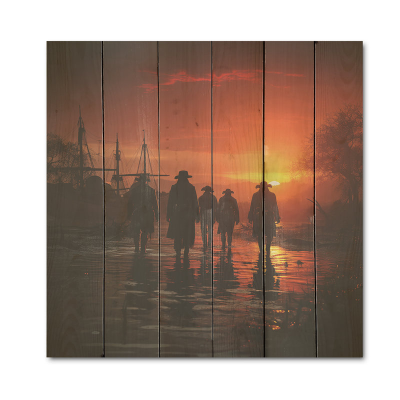 Raiders Of The Horizon I - Art sur bois de pin naturel, H 36 po x l 36 po