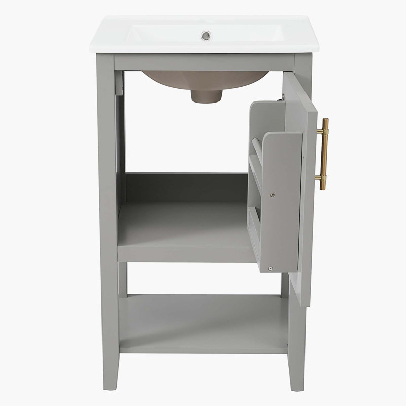 33.5" H X 20" W X 15.5" D 20'' Single Bathroom Vanity with Top, Gray