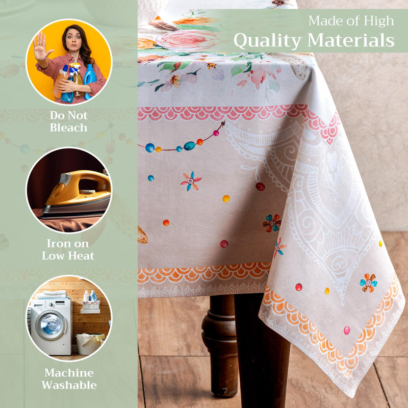 Maison d' Hermine Table Cloth Square Table 100% Cotton 60 x 60 Inches Tablecloth Reusable Decorative for Dining Room Farmhouse Home Valentines Day Decorations Spring Summer - Ibiza - Beige