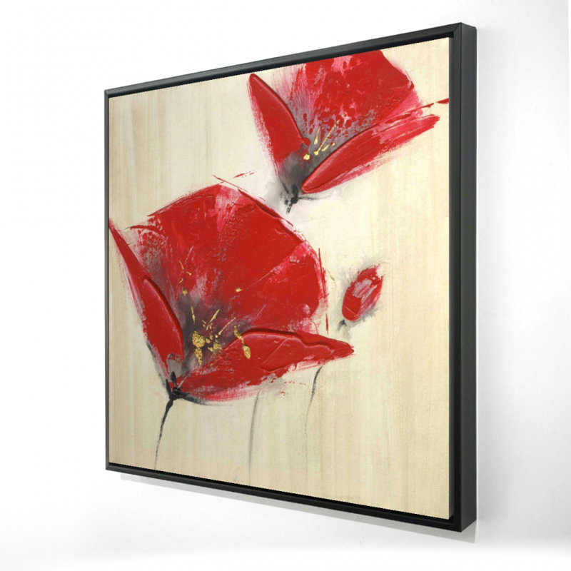 " Three Red Flowers With Texture "