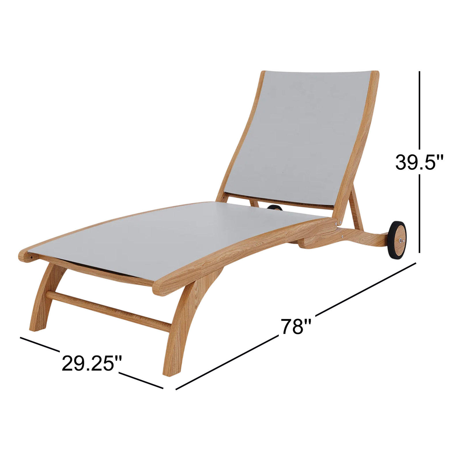 Marfried 29" Teak Patio Chaise Lounge, White