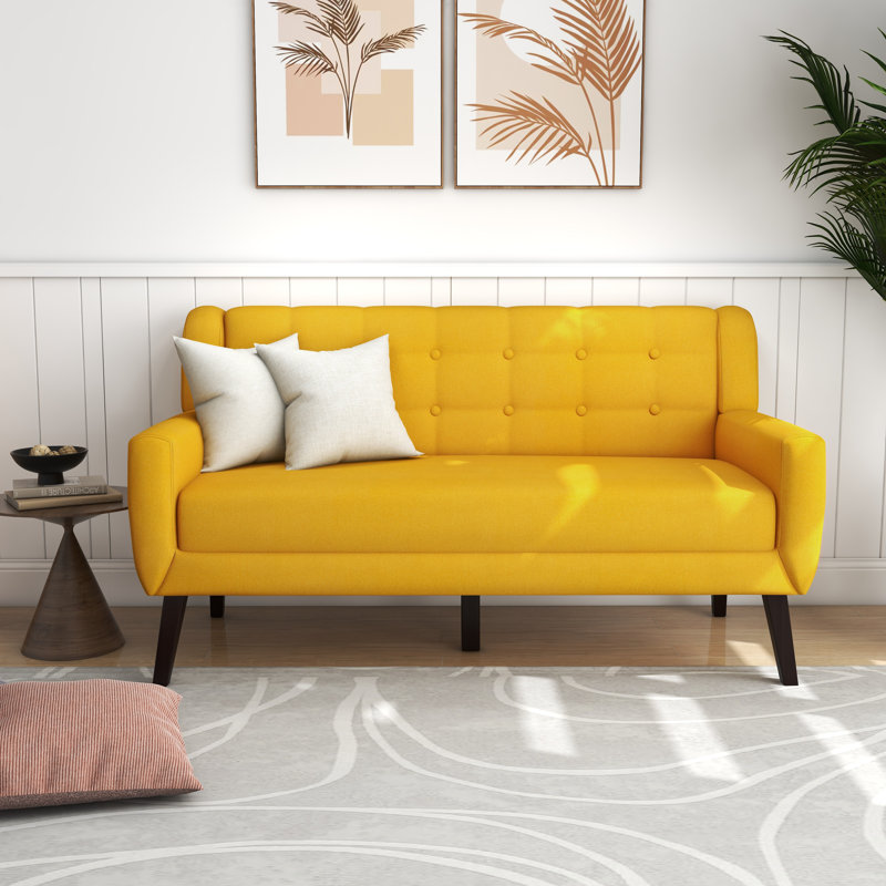 Jaqueze 159.9Cm Square Arms Sofa, Yellow