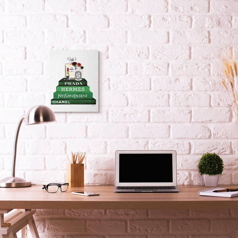 «Fashion Designer Makook Bookstack Green», impression, Toile tendue, H 20 po x l 16 po