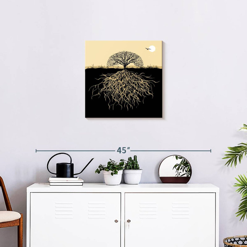 Silhouette d'un arbre Harnek avec des racines, H 20 po x l 20 po