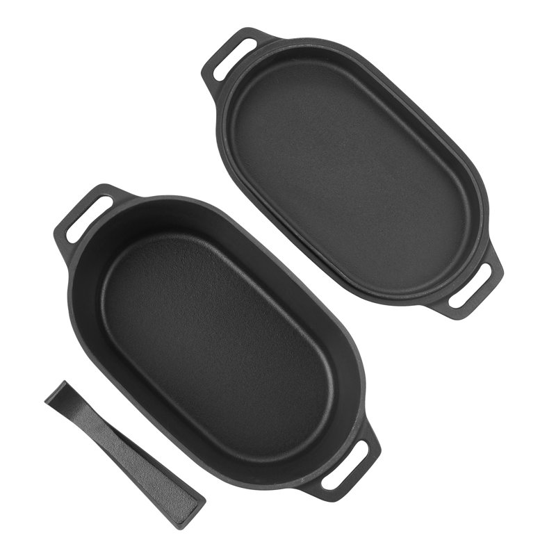 Cocotte en fonte émaillée, 3,5 litres, avec couvercle et double poignée, compatible avec l'induction jusqu'à 260 °C, robuste et durable, idéale pour les ragoûts, les rôtis et la cuisson du pain, noire.
