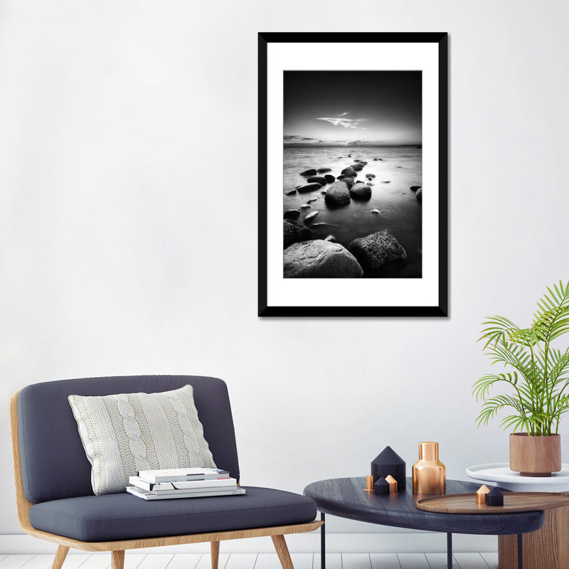 « shore assez »-reproduction de photo sur toile tendue, Papier d'art encadré noir, Blanc, H 24 po x l 16 po x P 1 po