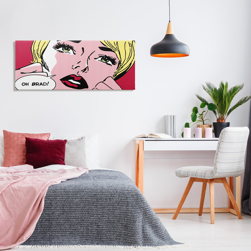 Toile Iconic Pop Comic Woman, design par Sheila B., H 20 po x l 48 po