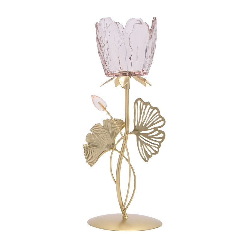 28.5Cm Glass Metal Tabletop Votive Holder
