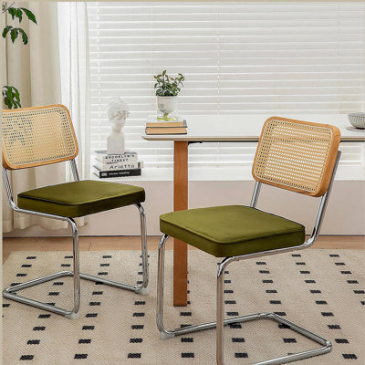 Ensemble de chaises de salle à manger pour 2 personnes, fauteuil décoratif en velours avec pieds laqués noirs, chaise moderne de style Mid-Century moderne, peut décorer les chaises de cuisine du salon