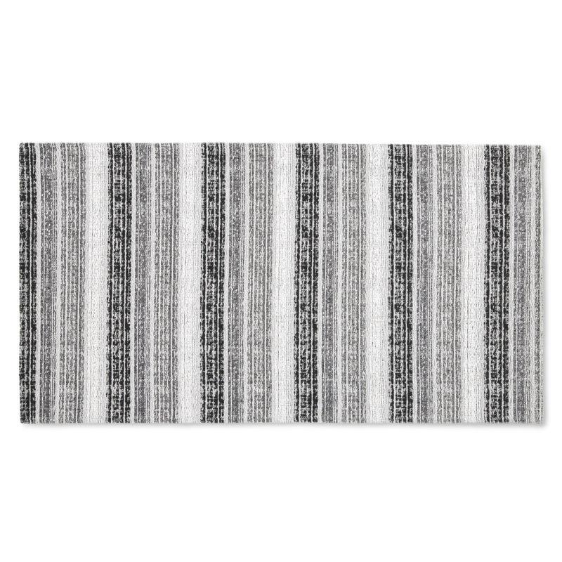 Martha Stewart Ticking Stripe Slip-Resistant Kitchen Mat, Rectangle 2' x 3', Black/Gray/White